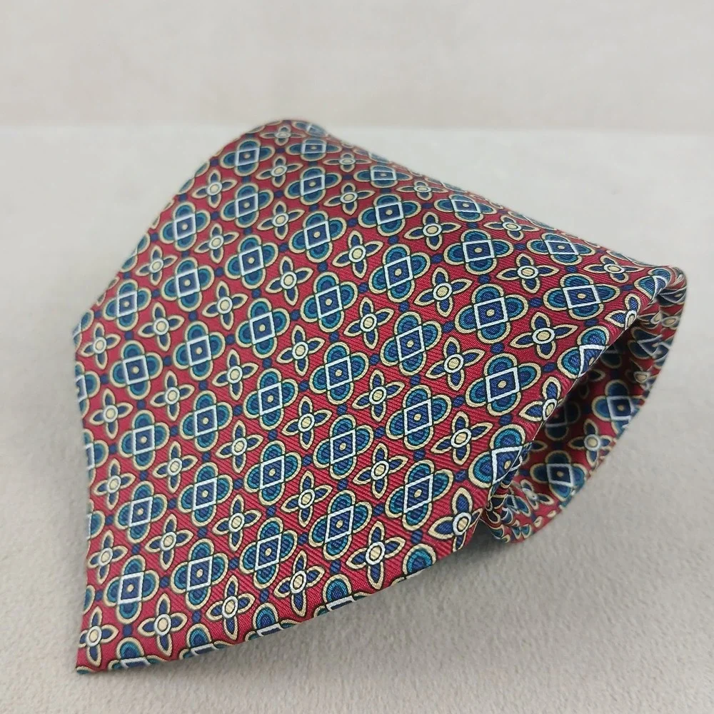 Christian Dior 4x56 Mens Tie Silk‎ Geometric Floral Lightweight